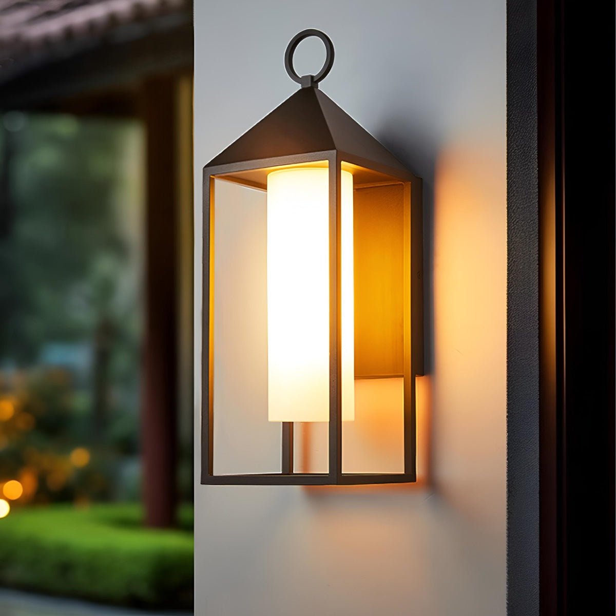 Osmera - Farol de Pared Exterior Rectangular Moderno con Pantalla Opal