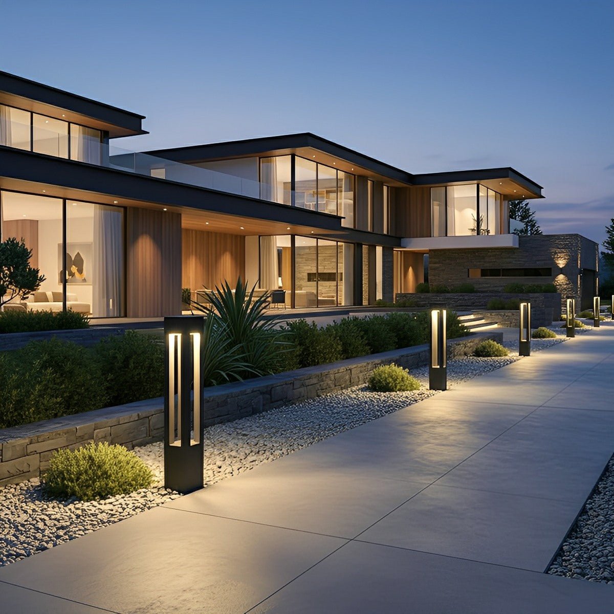 Olcora - Baliza LED de Jardín Columna Cuadrada Calada de Aluminio Negro