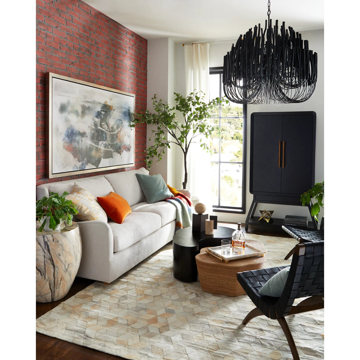 Lámpara de araña de varillas de madera Ramilla en un comedor de estilo natural – imagen 29