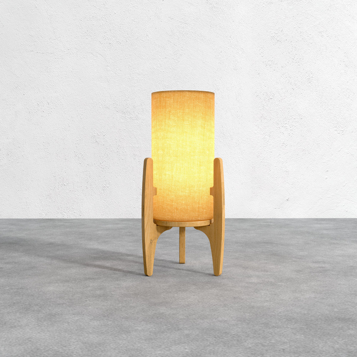 Lámpara de mesa de lino y madera Velasca – vista principal