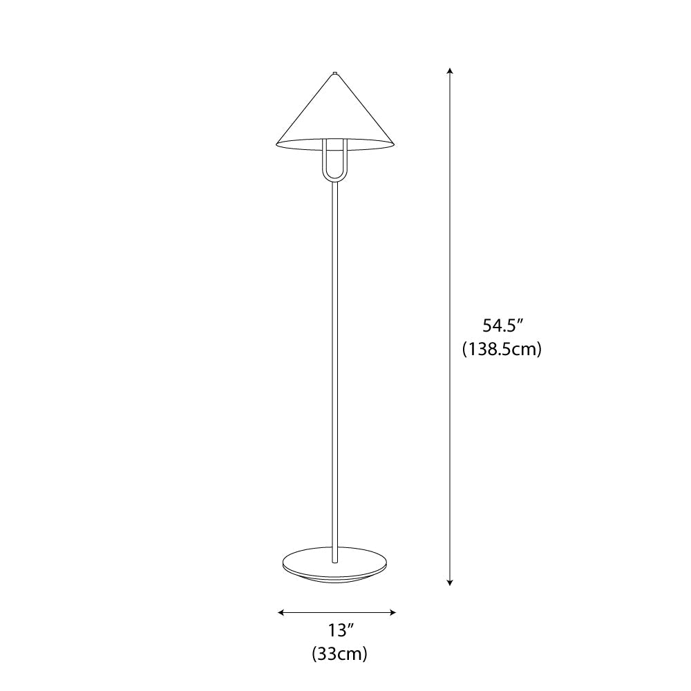 Lámpara de pie Yamira – medidas 33 cm de diámetro y 138,5 cm de alto