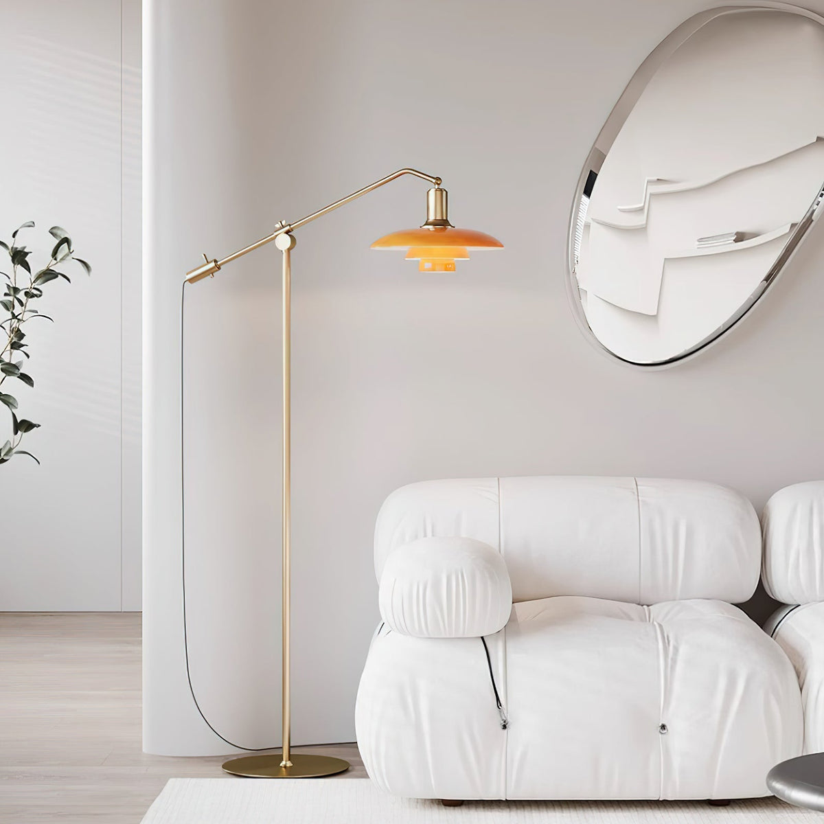 Lámpara de pie orientable Zafrana en un salón moderno – imagen 5