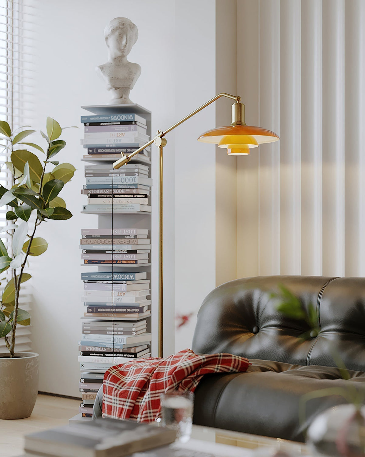 Lámpara de pie orientable Zafrana en un salón moderno – imagen 7