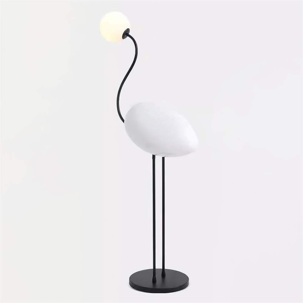 Lámpara de pie pájaro Zancalia – blanca con patas negras
