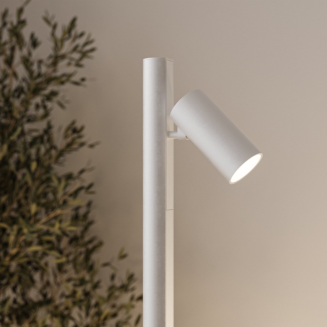Lámpara de pie LED con focos magnéticos Rielta – detalle de un foco blanco orientable