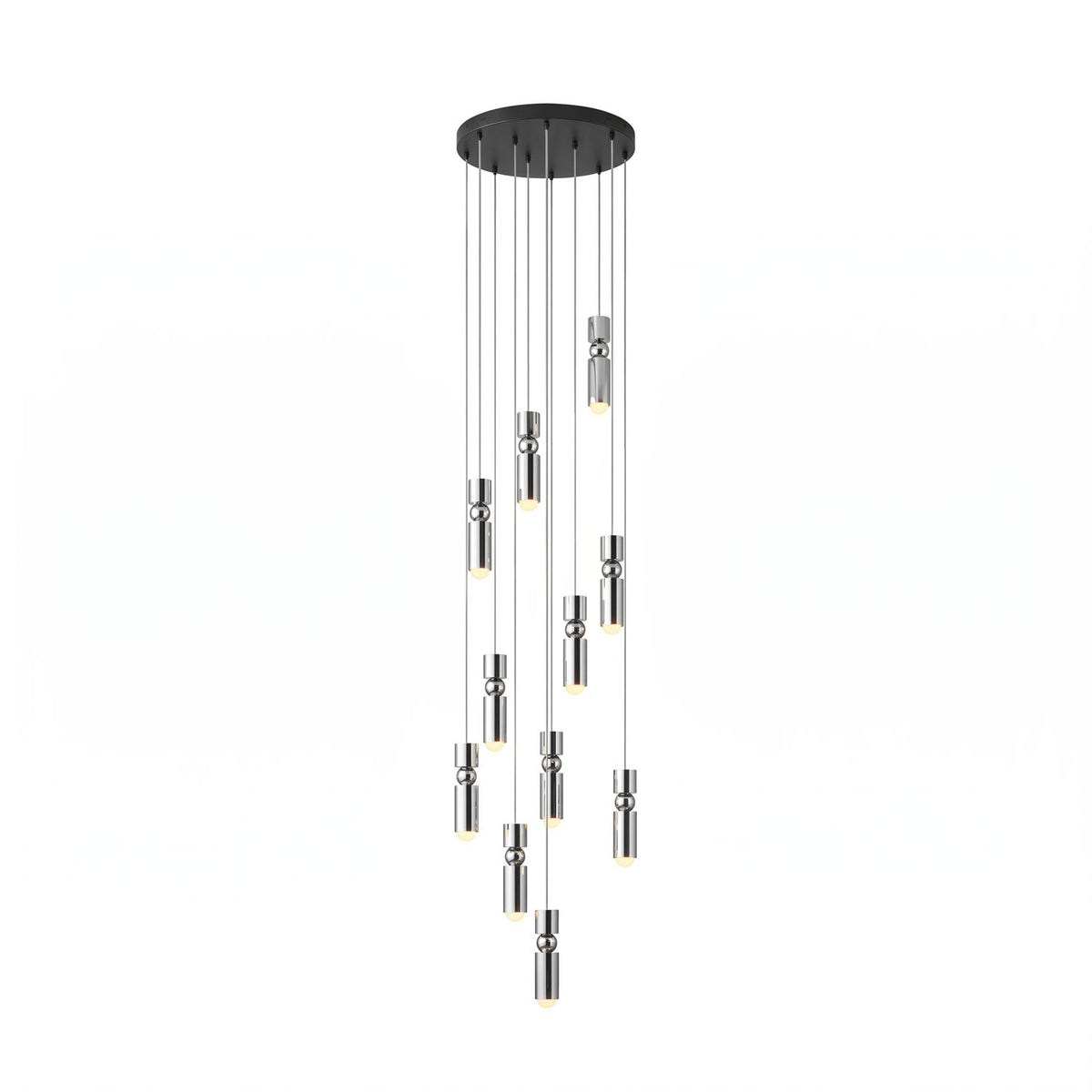 Lámpara colgante tubular Fustela – cromo de 11 luces