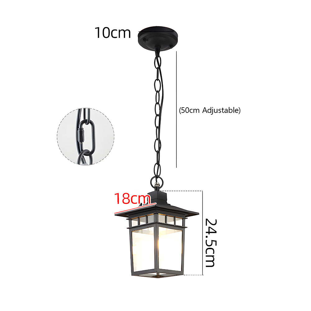 Farol de techo exterior Igena – medidas del farol con tejadillo colgante