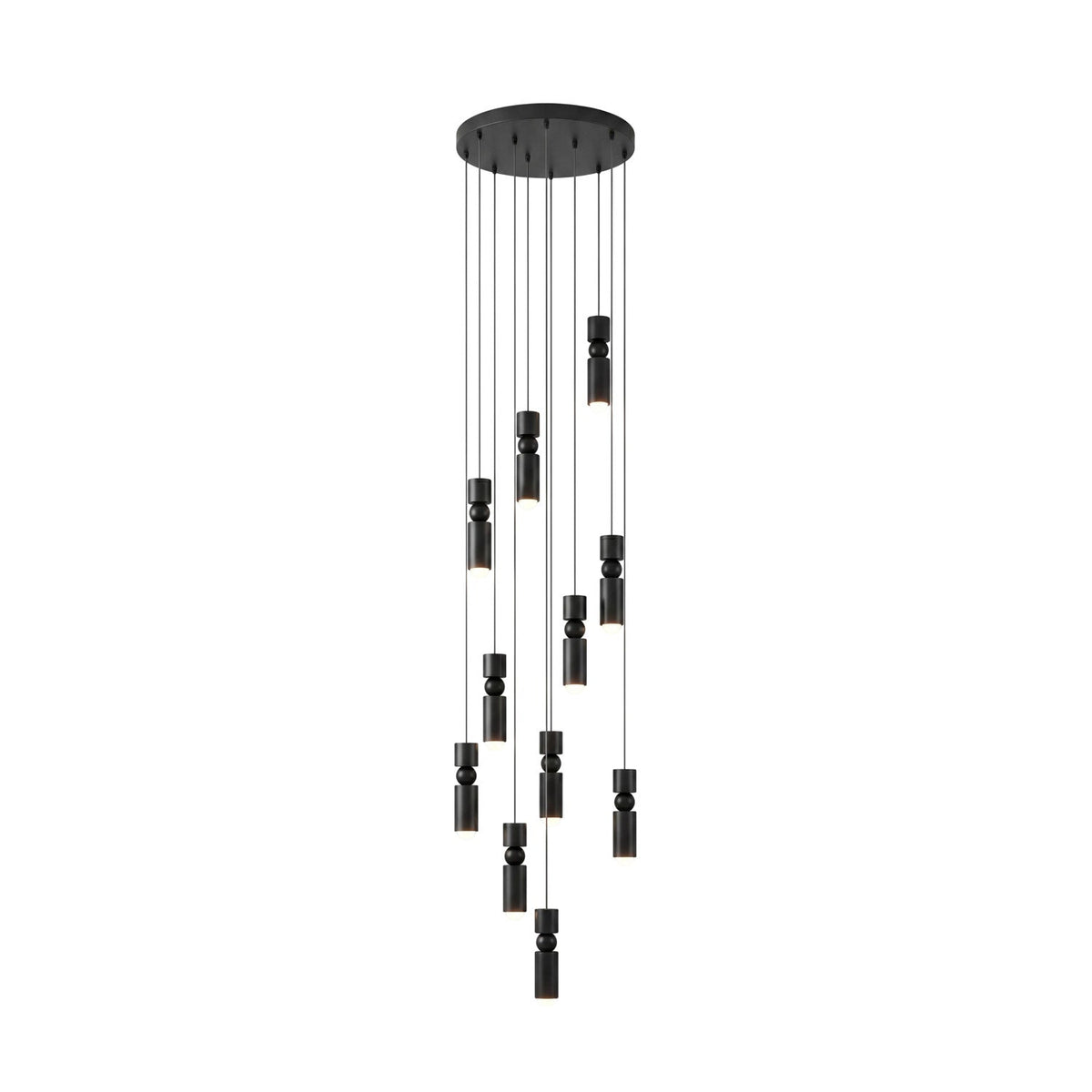 Lámpara colgante tubular Fustela – negra de 11 luces
