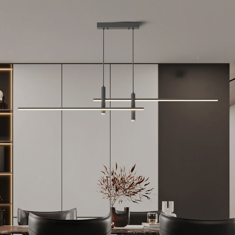 Lámpara colgante LED lineal Quilla sobre una isla de cocina – imagen 5