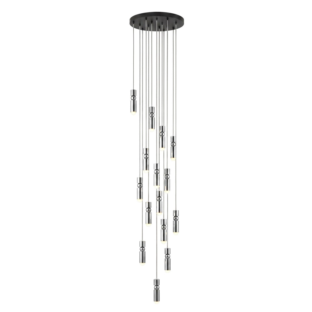 Lámpara colgante tubular Fustela – cromo de 15 luces