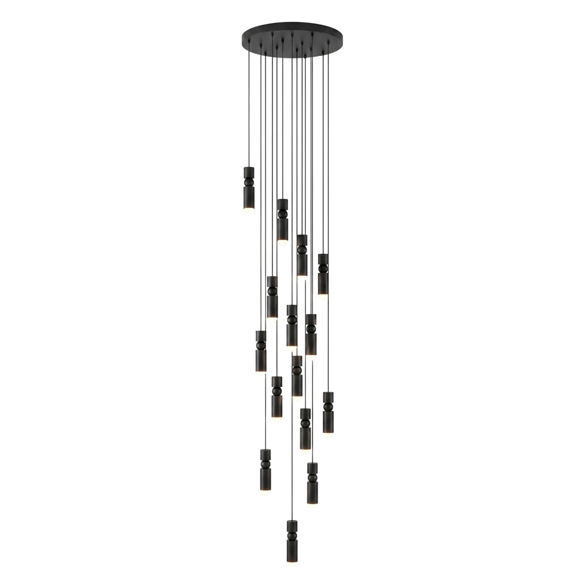 Lámpara colgante tubular Fustela – negra de 15 luces
