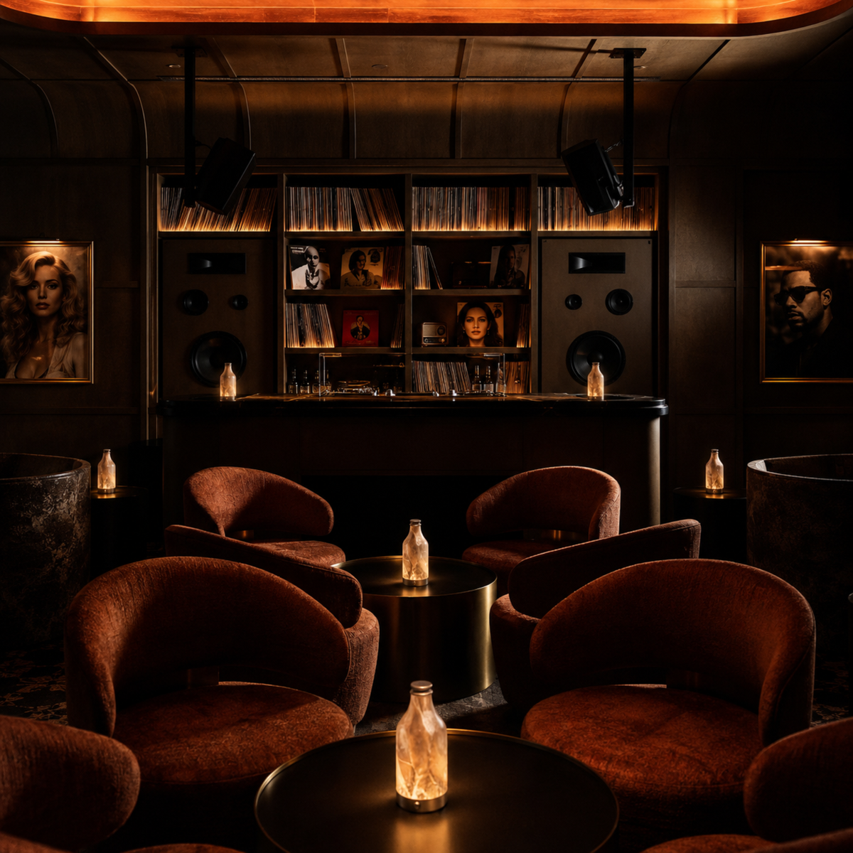 Lámpara de mesa recargable de ónice Gasira en un bar acogedor – imagen 9