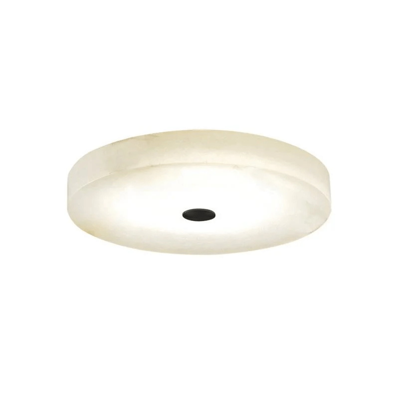 Plafón LED de alabastro Albrena – vista lateral con detalle negro