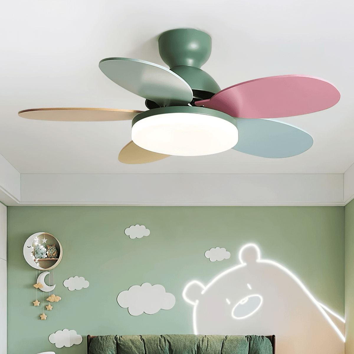 Ventilador de techo con luz Margela en una habitación infantil – imagen 3