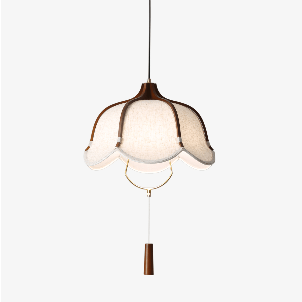 Lámpara colgante de tela y madera Floriela – vista principal