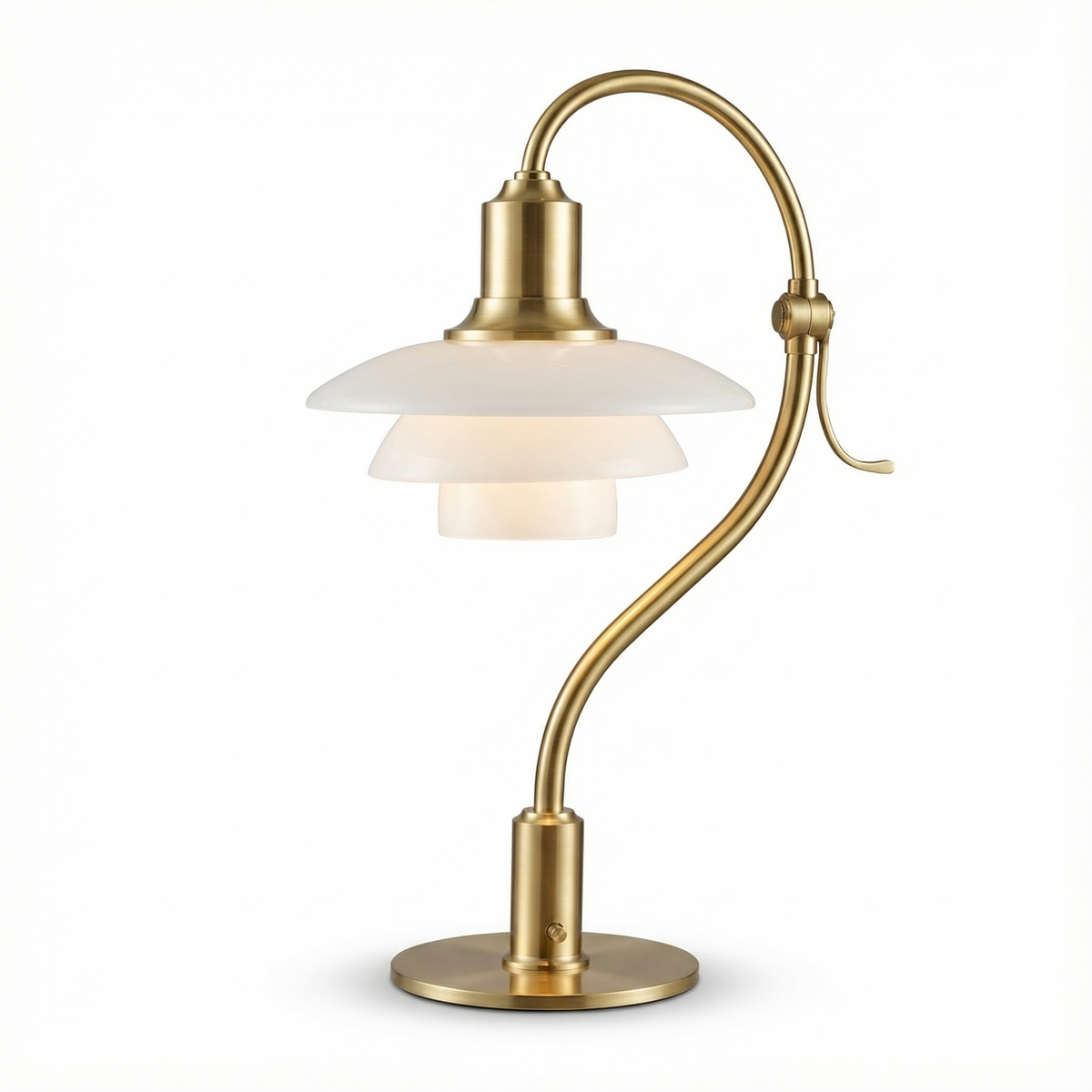 Lámpara de mesa de cristal opal Oriela – encendida
