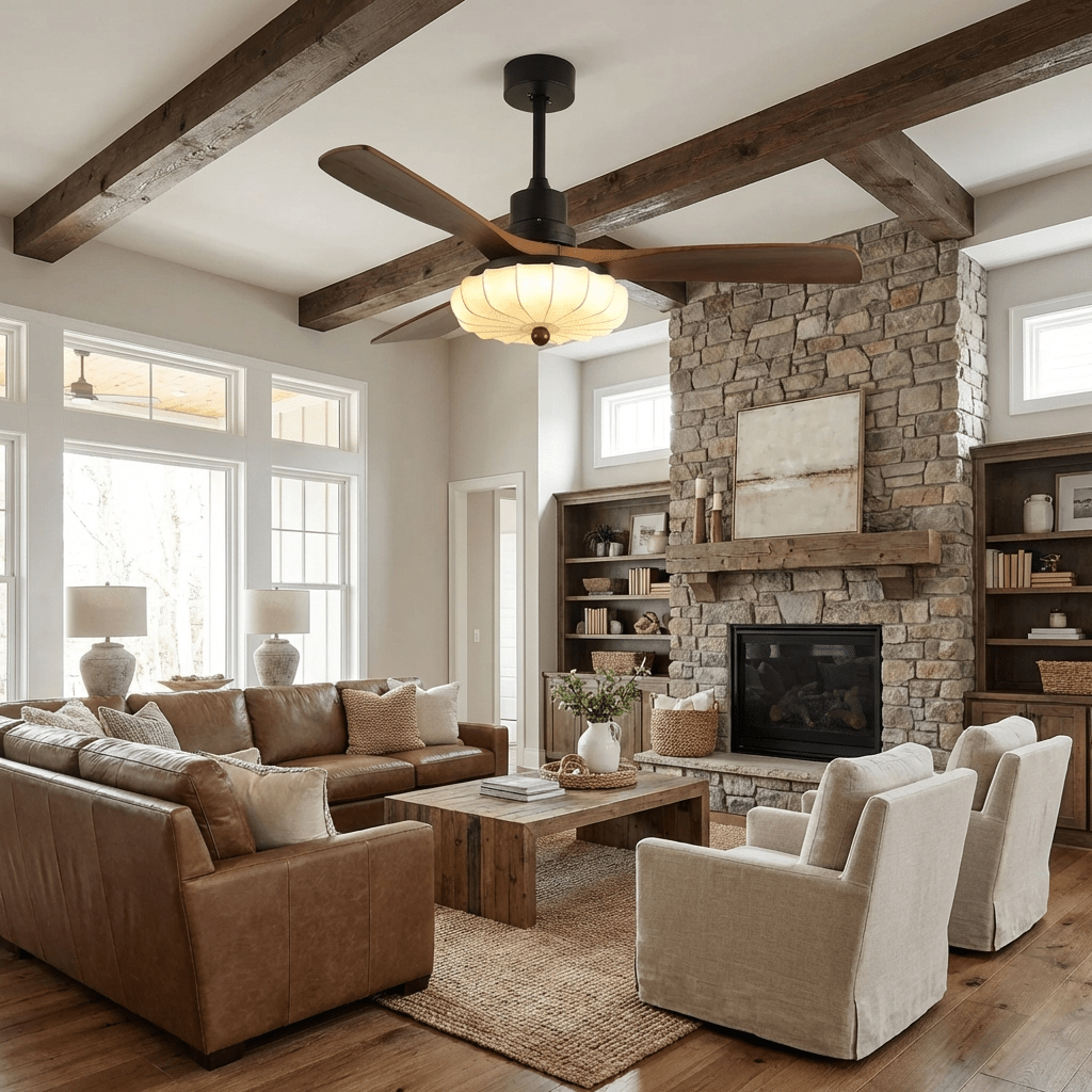 Ventilador de techo con luz Lotara en un salón acogedor – imagen 4