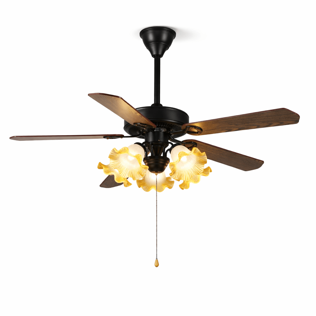 Ventilador de techo con luz Sepiana en un salón rústico – imagen 6