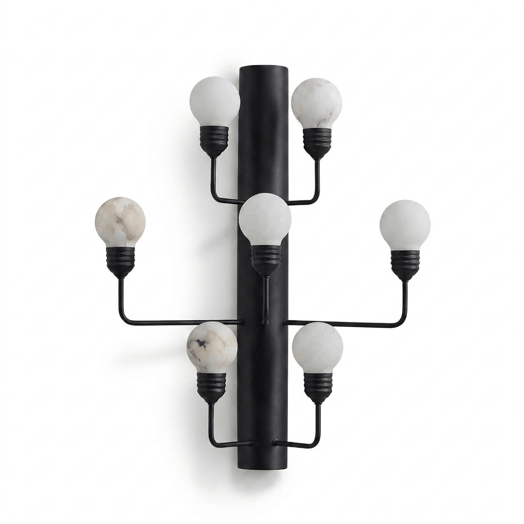 Aplique de pared de globos de alabastro Jirela – acabado negro