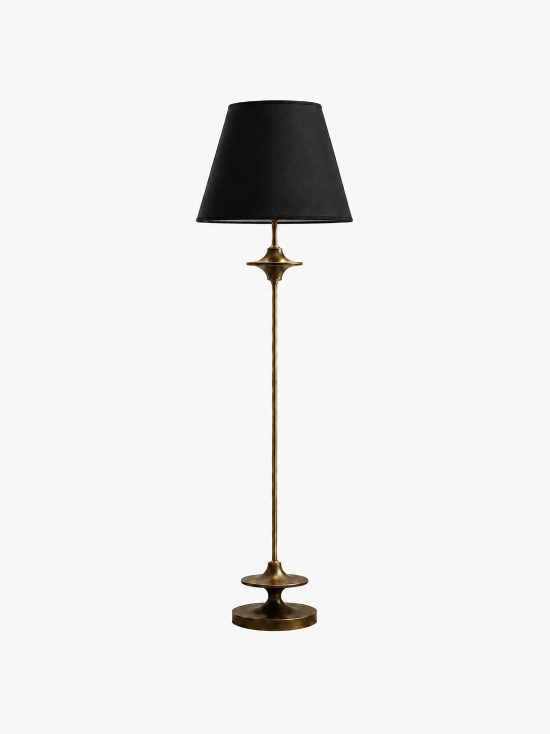 Olmeta - Lámpara de Pie Vintage Esbelta con Pantalla de Tela Cónica