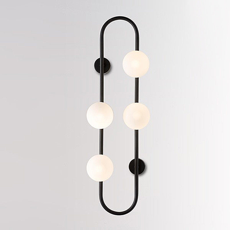 LuzAura - Lámpara de Pared Bolas de Cristal Negro Dorado Moderna Diseño Elegante