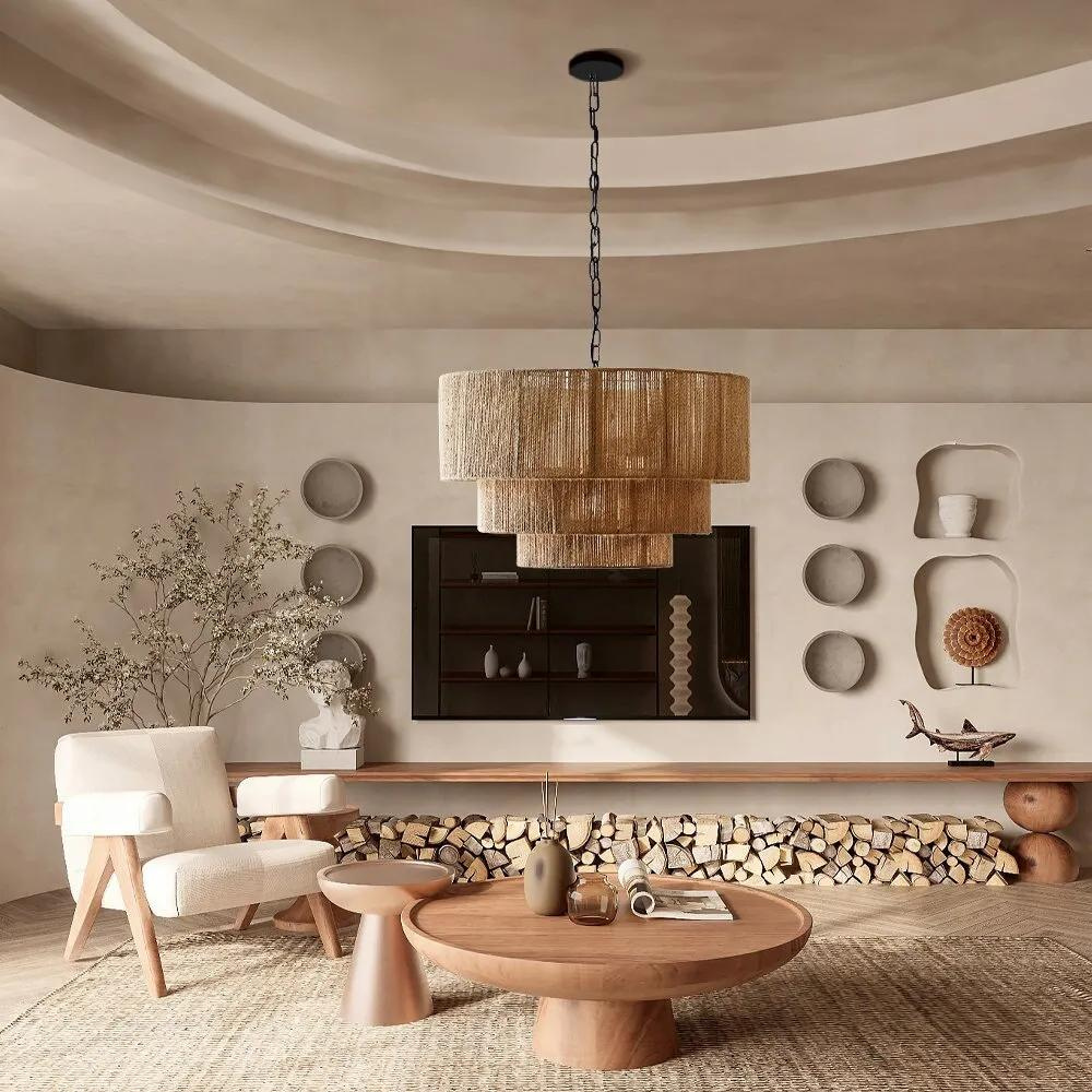 Lámpara colgante de ratán Cestina en un salón de estilo natural – imagen 6