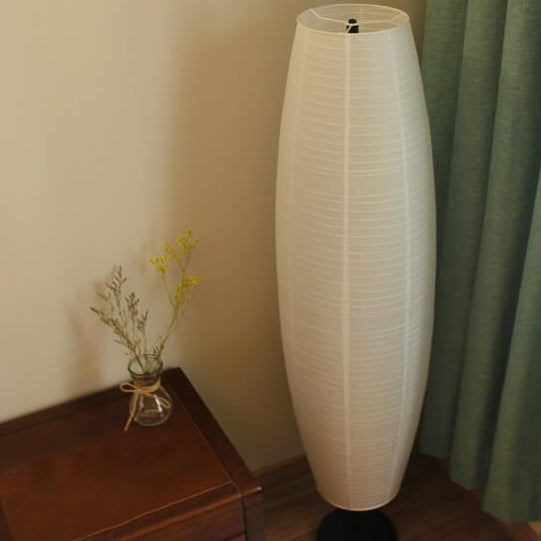 Lámpara de pie de papel estilo farol Velarda – pantalla blanca de papel