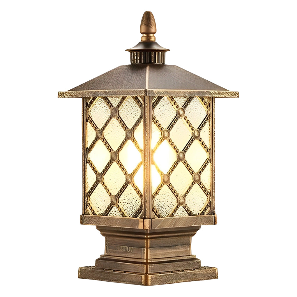 Farol de pilar exterior Kolmara – bronce rombos