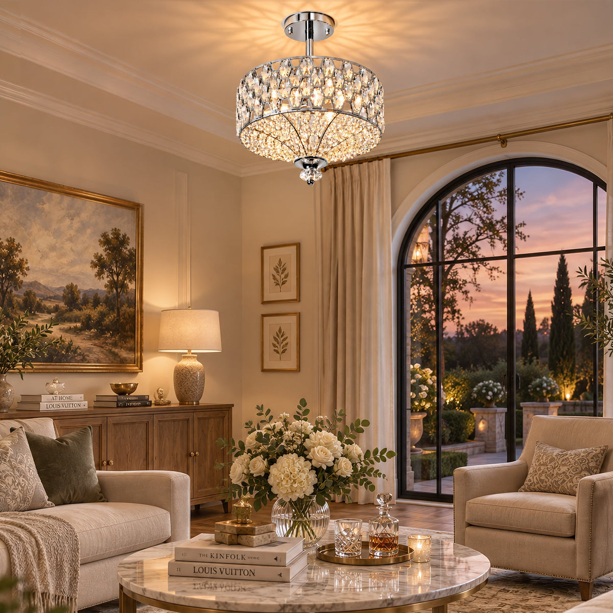 Lámpara de techo de cristal Brillara en un salón elegante – imagen 10
