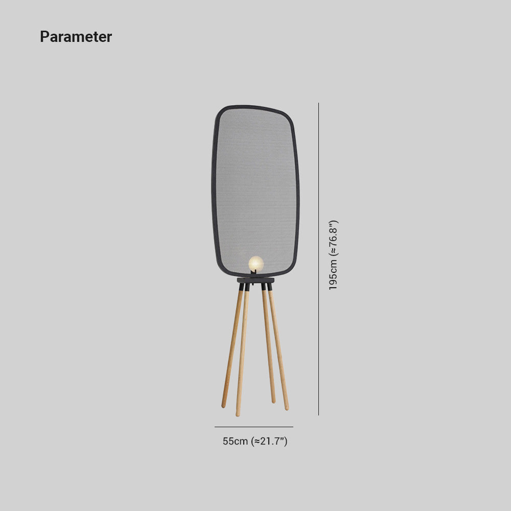 Lámpara de pie con pantalla de malla Tamisa – con pantalla rectangular y medidas