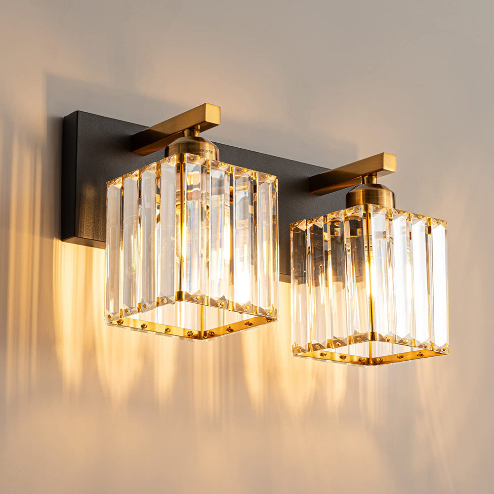 Pirsela - Aplique de Pared para Espejo con Pantallas de Cristal y Dorado