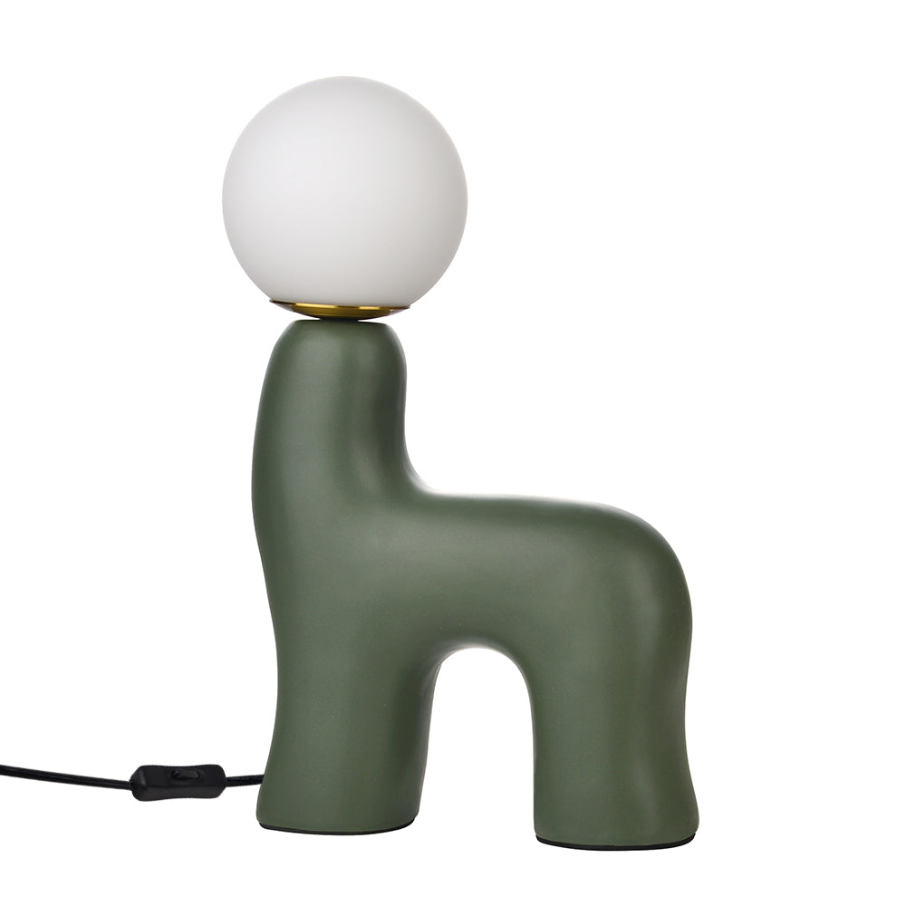 Majaca - Lámpara de Mesa con Forma de Poni de Resina y Globo de Cristal