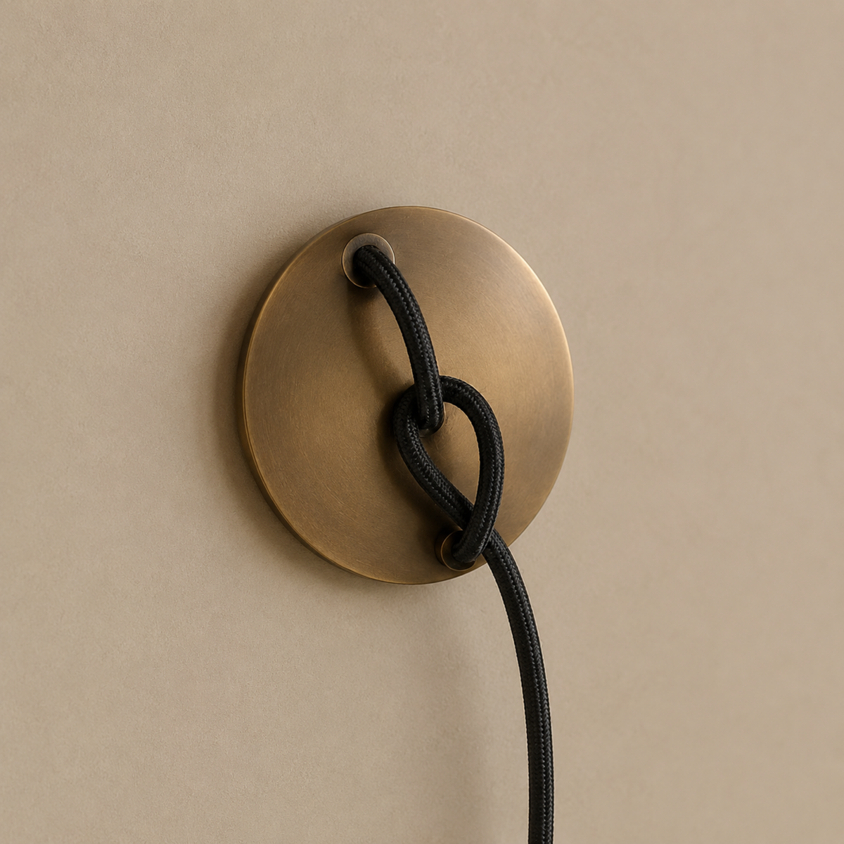 Aplique de pared gota de vidrio Wenuda – detalle del nudo y el florón de latón
