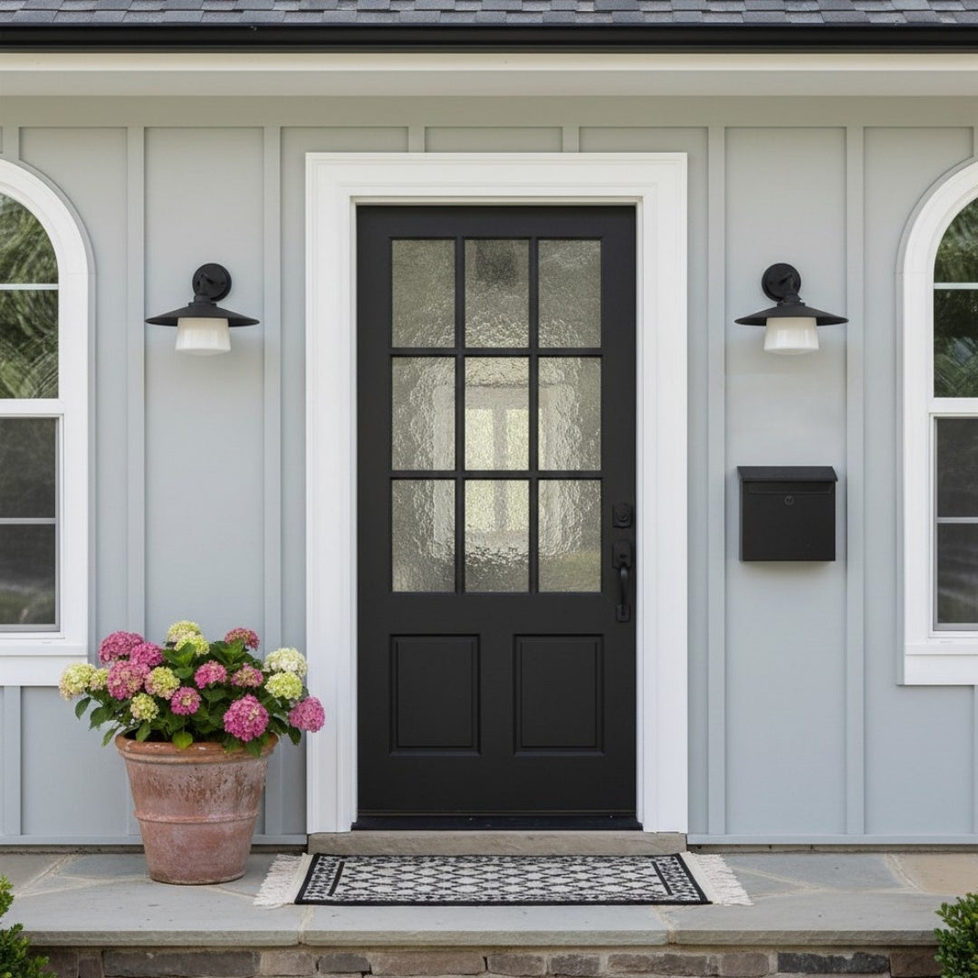 Aplique de pared exterior Idena en una fachada de madera blanca – imagen 25