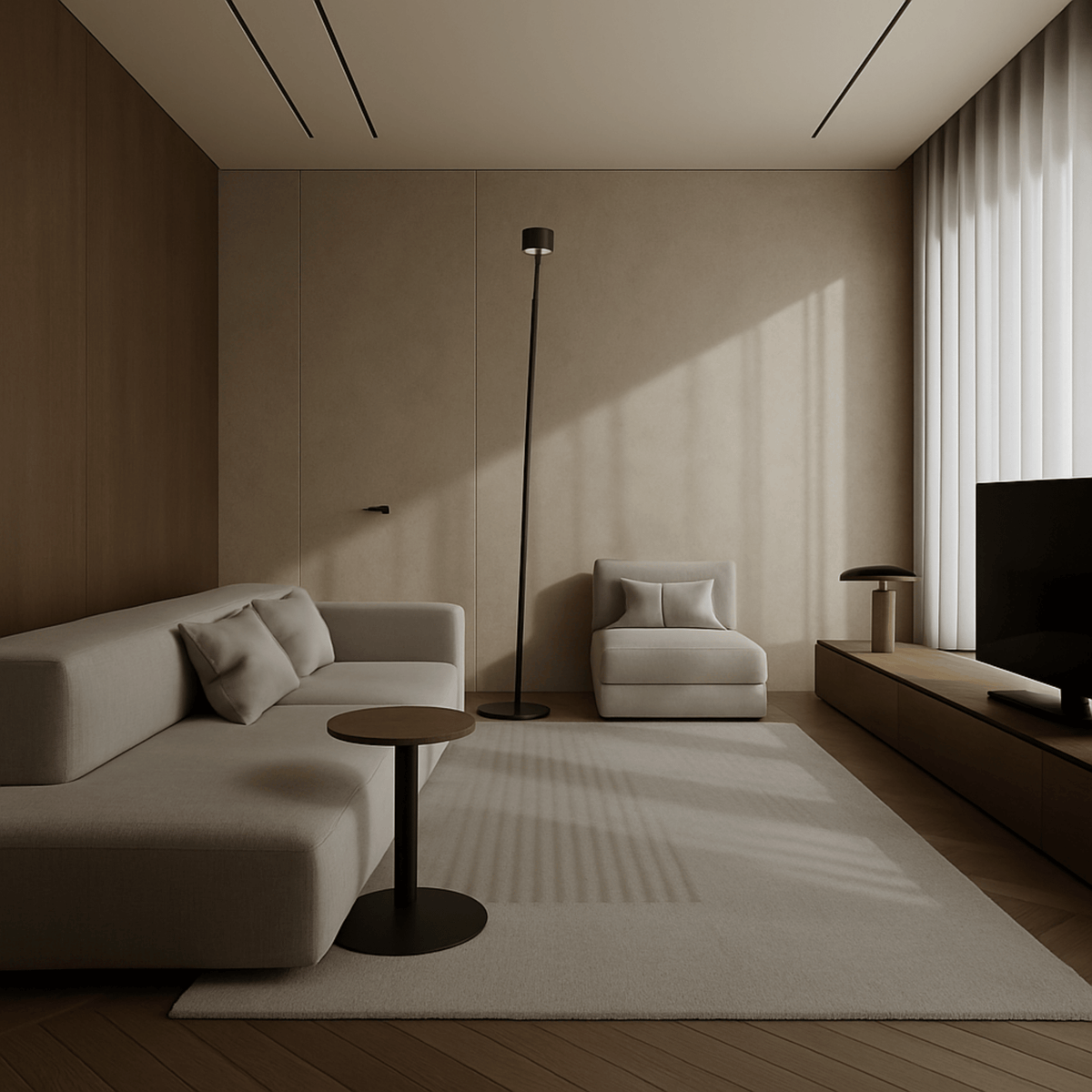 Tallira - Lámpara de Pie LED de Brazo Largo Curvado Minimalista en Negro