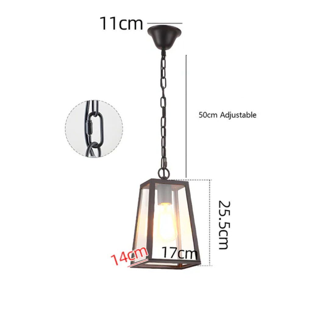 Farol de techo exterior Igena – medidas del farol trapecio 17 cm colgante