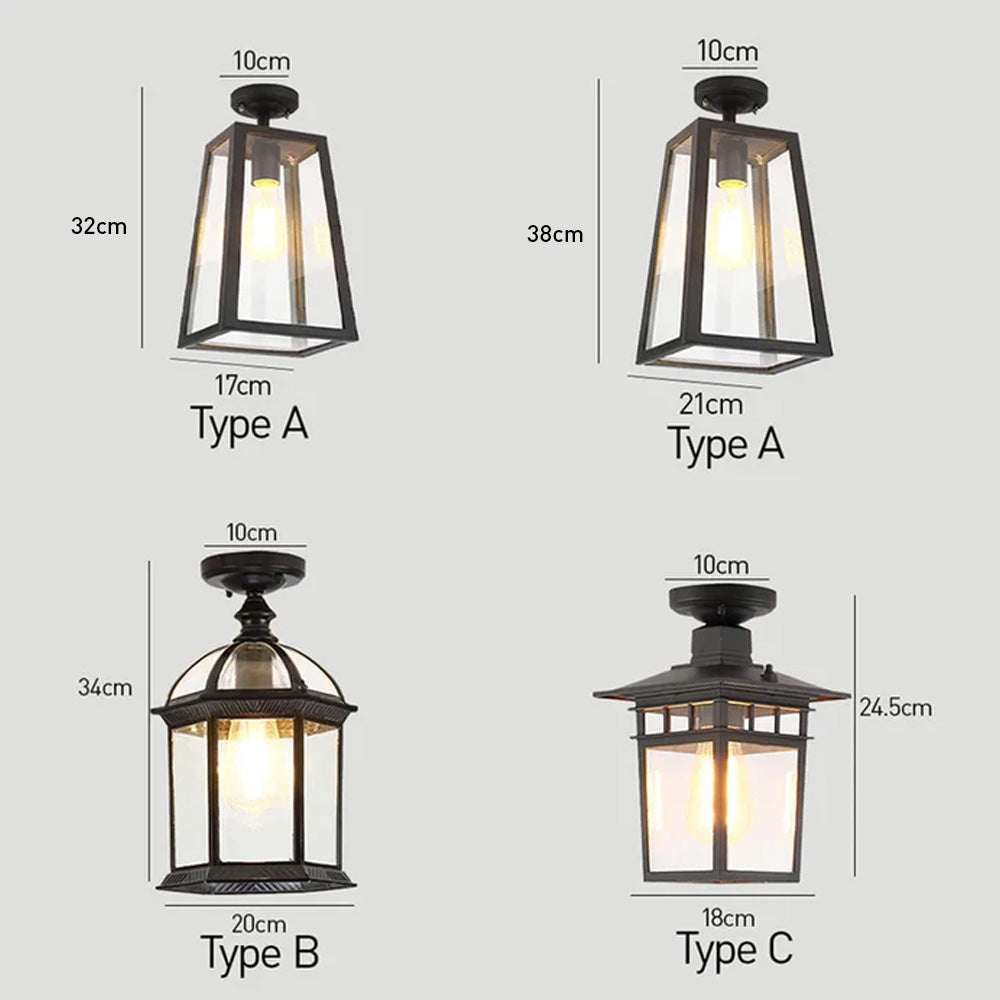 Farol de techo exterior Igena – medidas de los cuatro modelos de techo