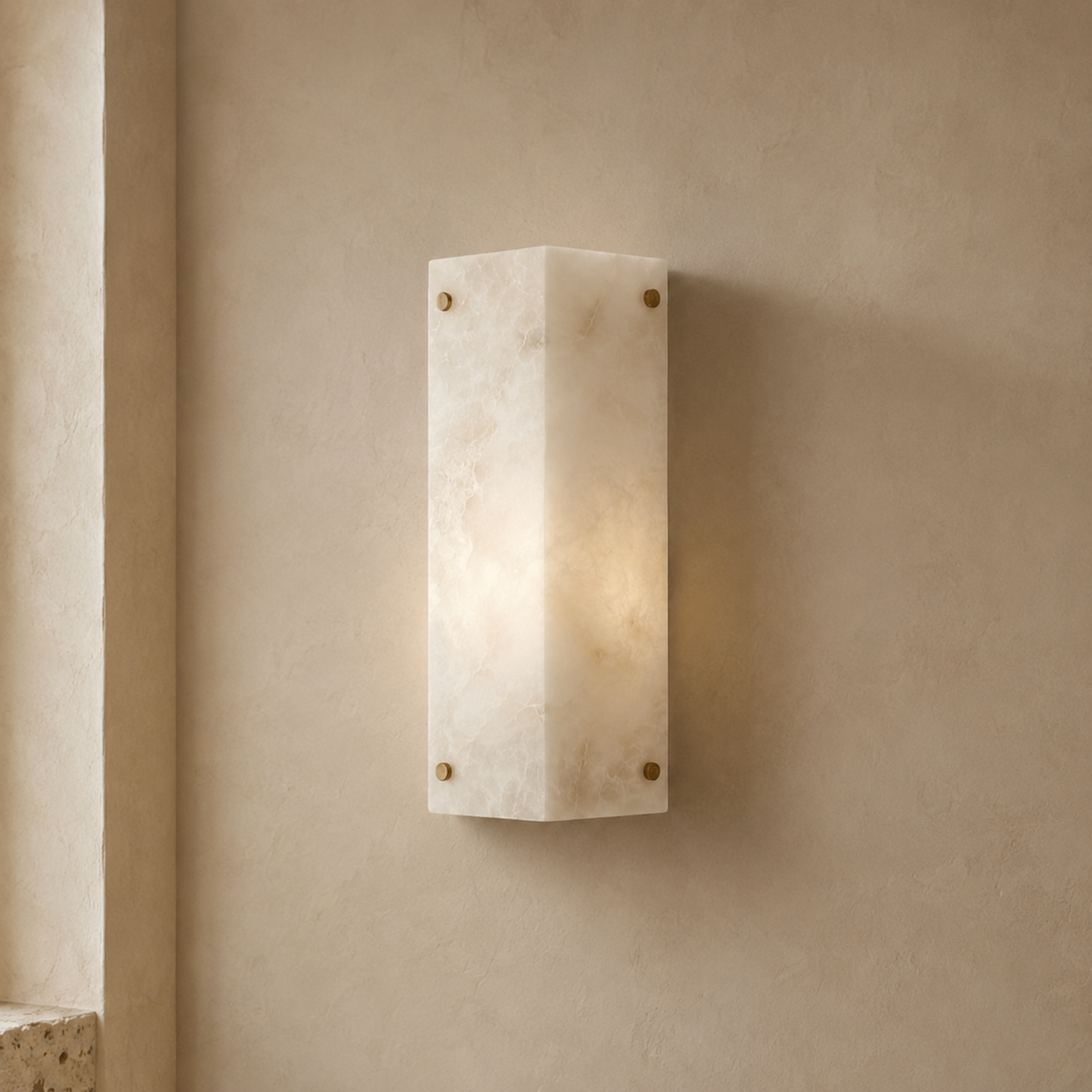 Aplique de pared Yesmira de mármol natural – modelo sencillo apagado
