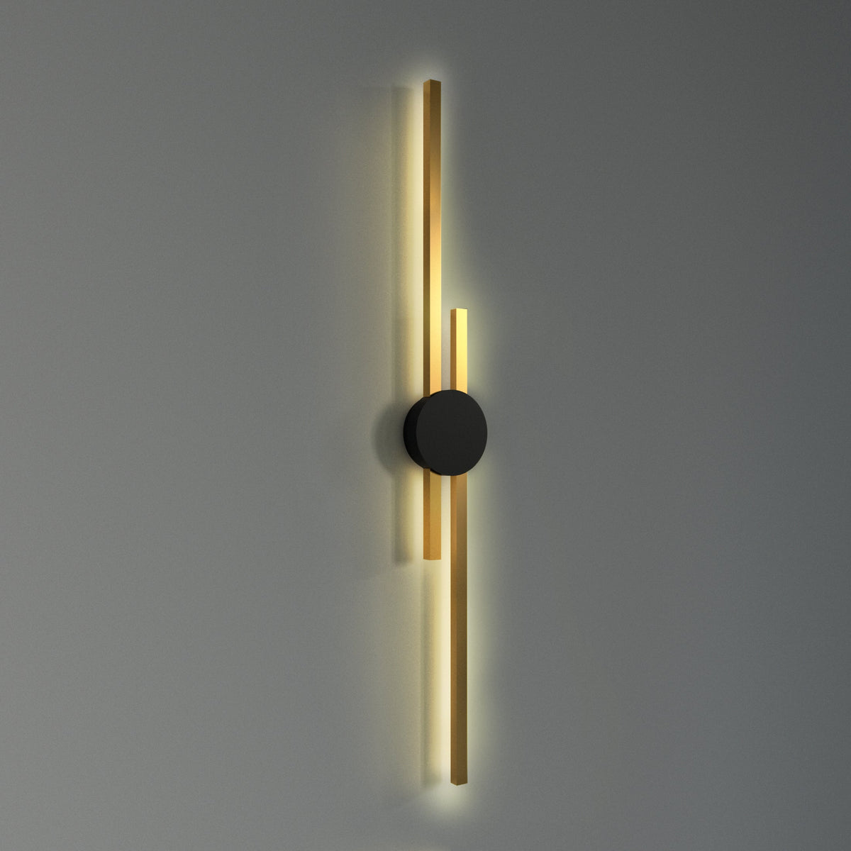 Aplique de pared LED minimalista Elipsa – aro negro y barras doradas