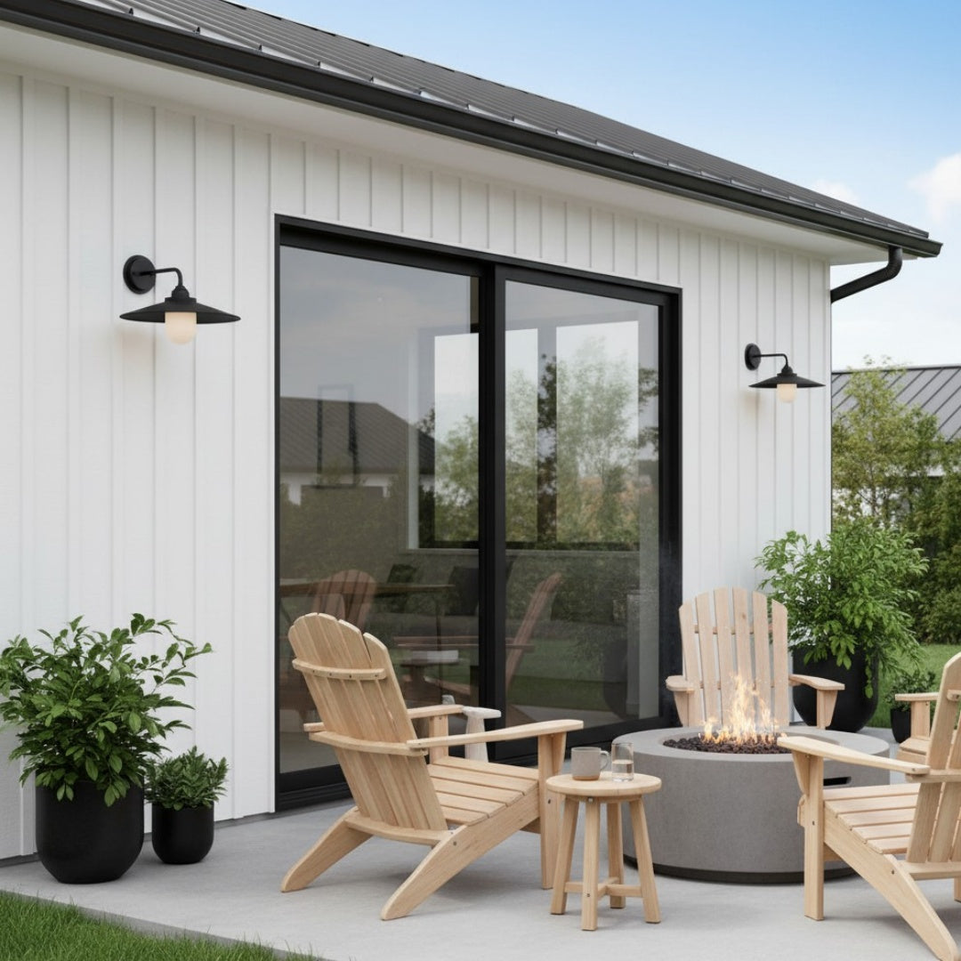 Aplique de pared exterior Idena en una fachada de madera blanca – imagen 23