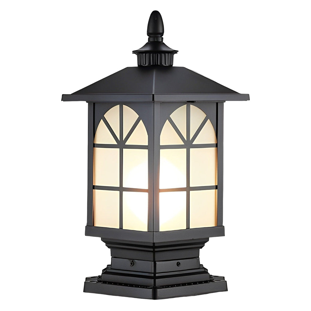 Farol de pilar exterior Kolmara – negro ventana arqueada