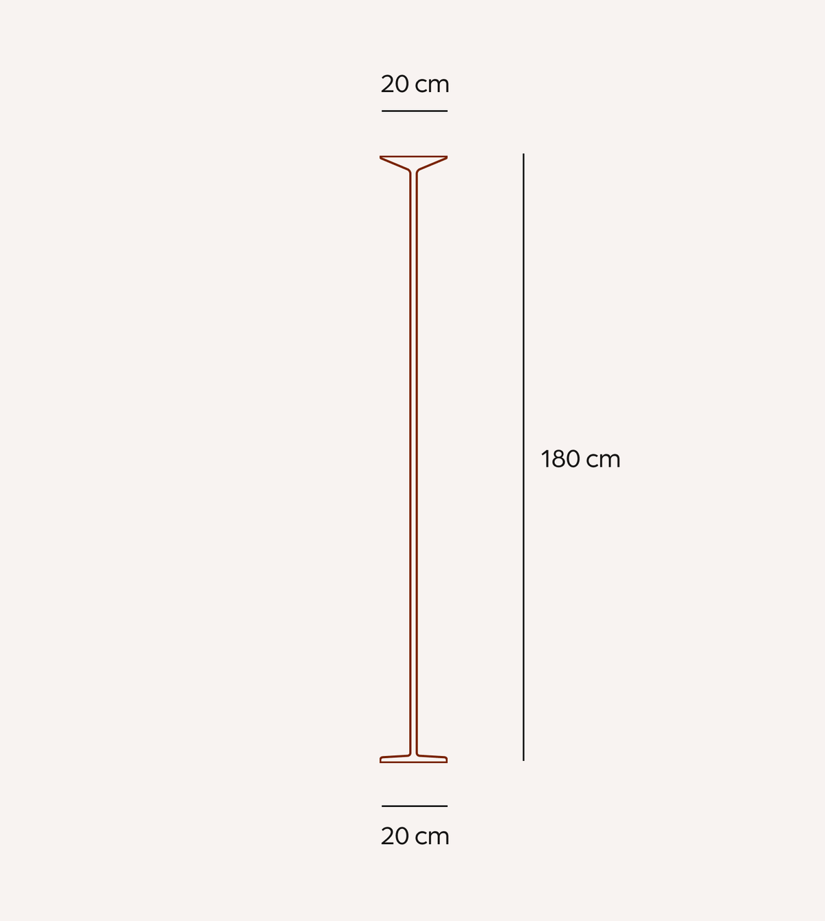 Lámpara de pie LED Rivora – medidas 180 cm de alto y 20 cm de diámetro