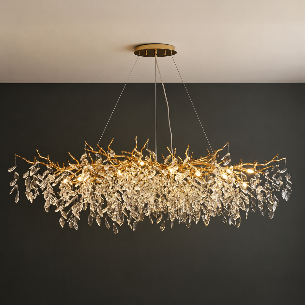 Lámpara de araña de cristal Rocalla en un comedor elegante – imagen 4