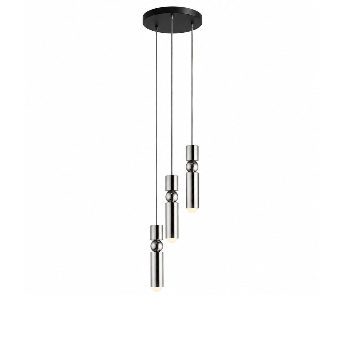 Lámpara colgante tubular Fustela – cromo de 3 luces