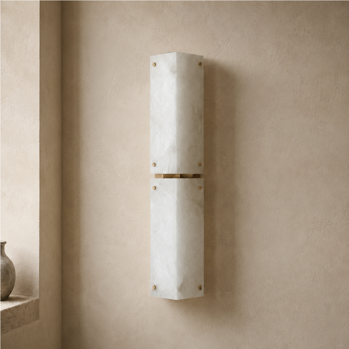 Aplique de pared Yesmira de mármol natural – modelo doble apagado