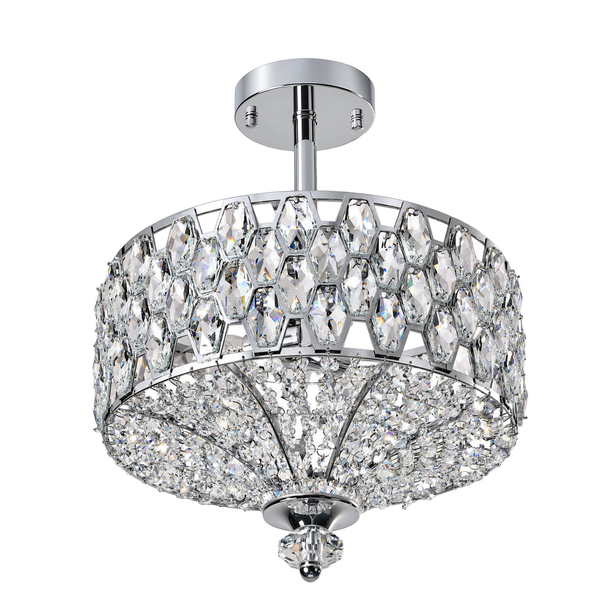 Lámpara de techo de cristal Brillara – en acabado cromo