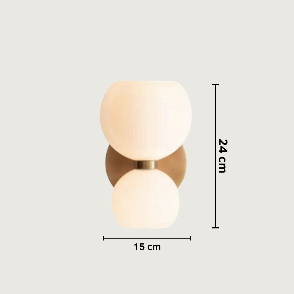 Glosar - Aplique de Pared de Vidrio con 2 Cabezas para Dormitorio - Lámpara Moderna y Elegante