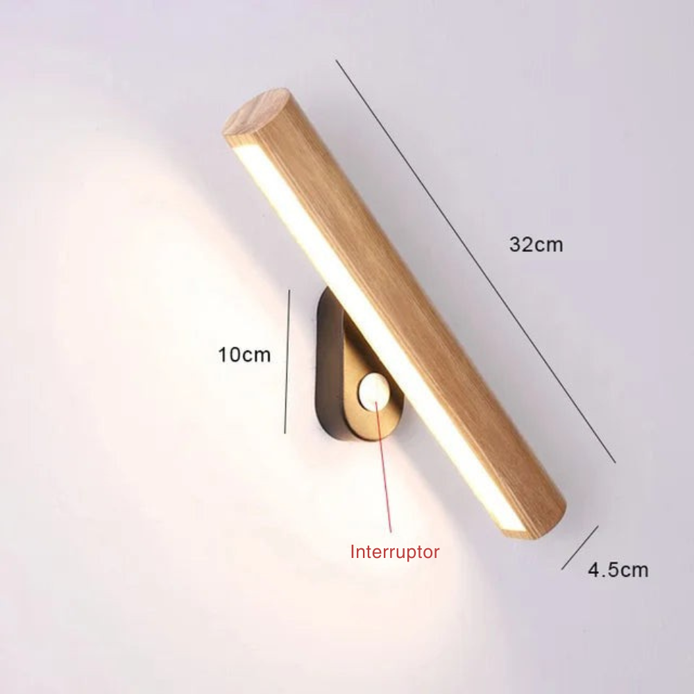 Toreya - Lámpara de Pared LED de Madera para Dormitorio - Diseño Natural y Luz Cálida