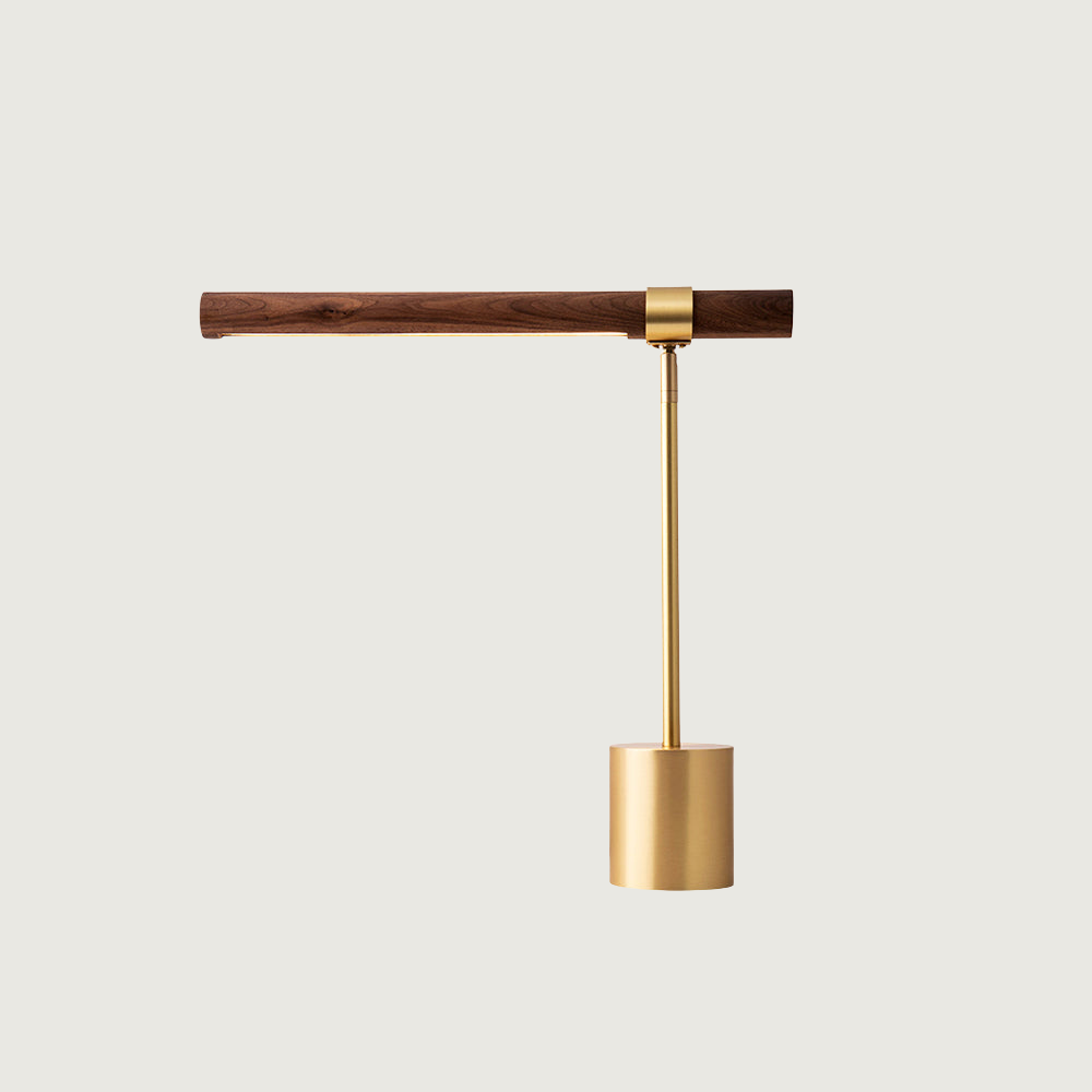Rivelo - Lámpara de Mesa Lineal Ajustable en Color Oro y Nogal - Diseño Moderno y Elegante