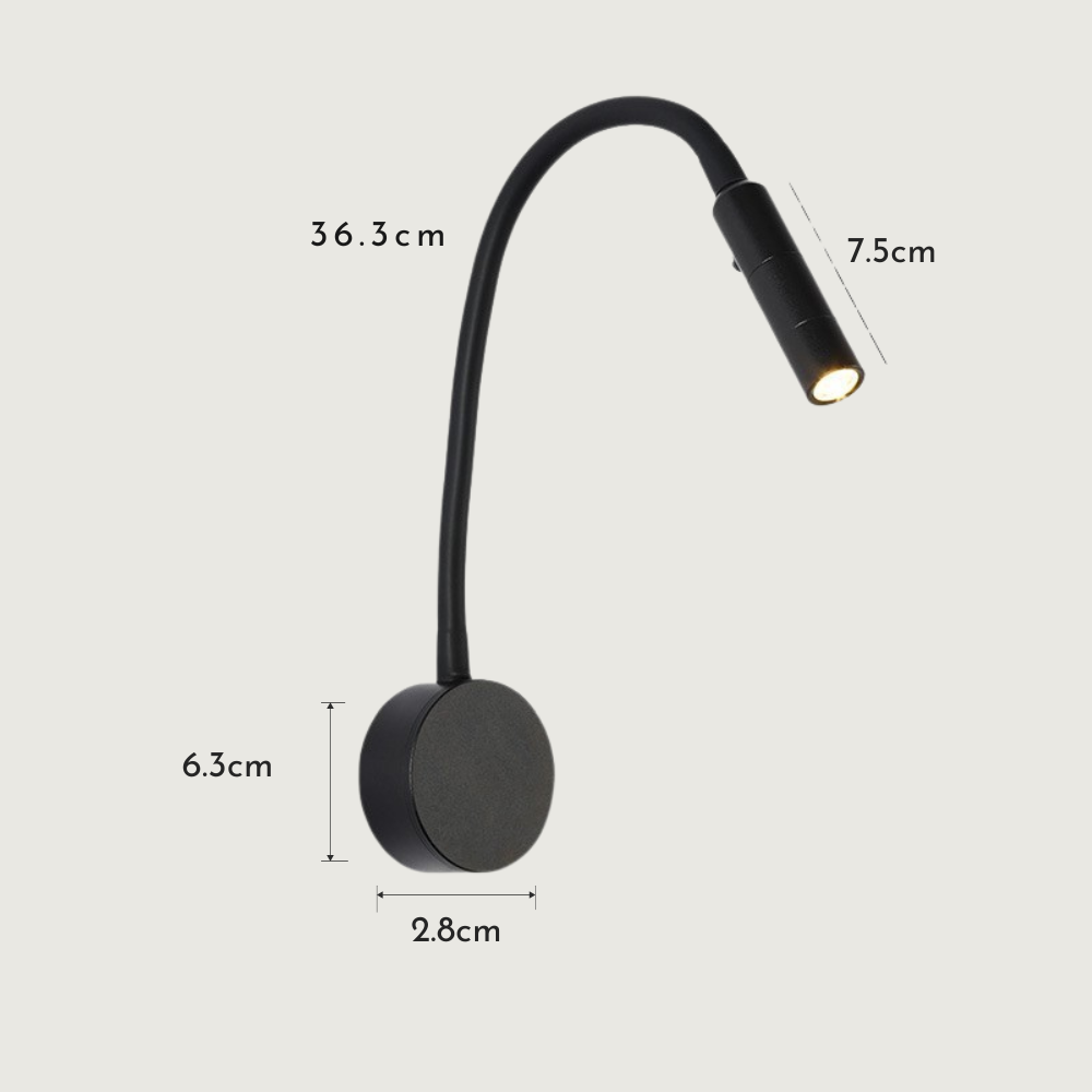 Silora - Lámpara de Pared Minimalista con Luz LED Ajustable para Lectura - Aplique Pared Eficiente y Compacto en Aluminio